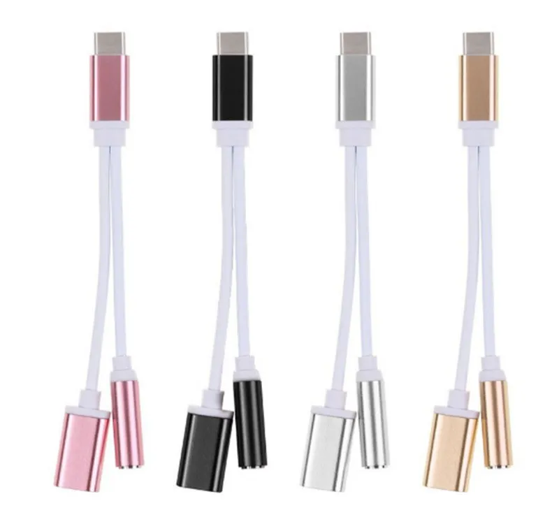 USB Type-C To 3.5mm Jack AUX Headphone Audio Splitter Converter Adapter Cable for Note 10 20 S20 Ultar S21 Galaxy Z Fold 2 Flip mobile Phone