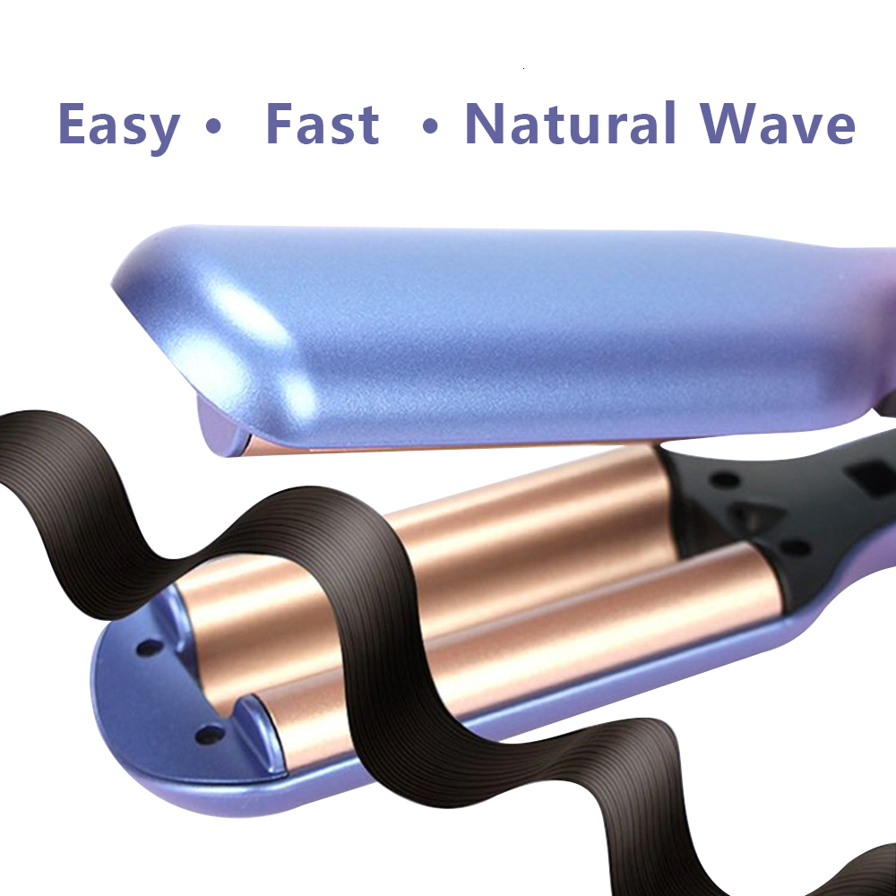 0.6 Inch / 16Mm 3 Barrel Waver Beach Waves Curg Iron Ceramic Hair Crimper Wave Curler Tool With 5 Adjustable Temperature