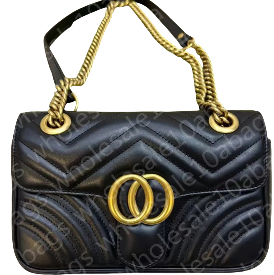 Designer Marmont Bag Shoulder Wallet Purse Women's Classic Crossbody Gold Chain Cowhide Flap Bag Black High Quality Khaki Lining Handbag Designer Women's Bag
