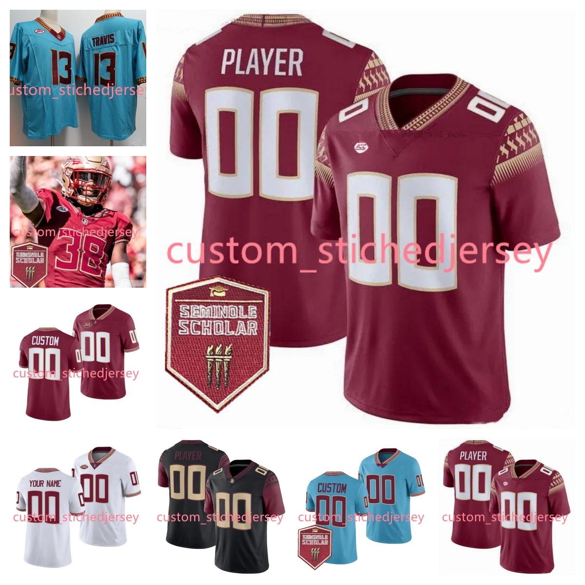 2024 Newest Football jersey Derwin James Deondre Francois Jameis Winston Deion Sanders Cam Akers Dain Cook Charlie Ward Custom ed FSU jerseys