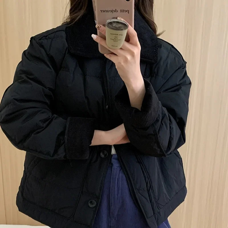 2024 short Korean style womens winter loose cotton coat thickened small fragrant cotton coat trendy fashion jacket 241127