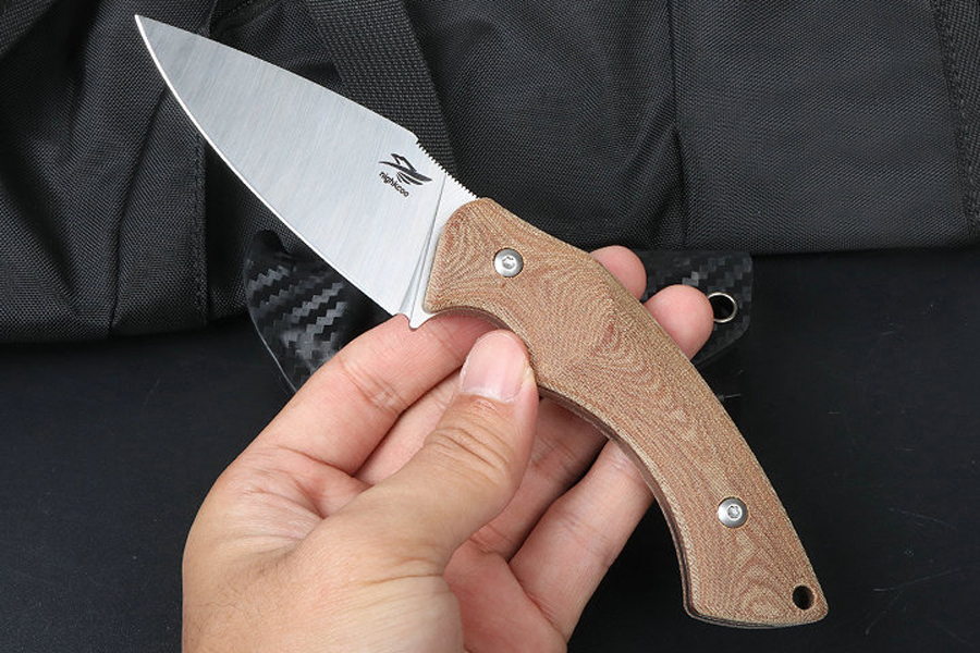 Top Quality Survival Straight Knife 14C28N Satin Blade Full Tang Linen Micarta Handle Outdoor Camping Hiking Fishing Fixed Blade Knives with Kydex