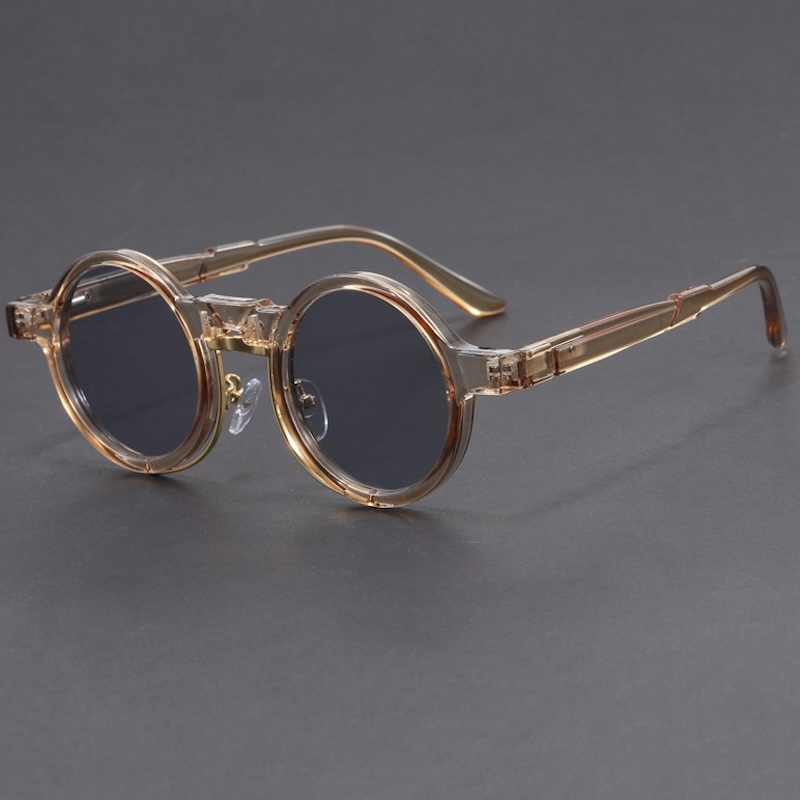 Round Steampunk Sunglasses Men Retro Glasses Vintage Women Goggle Gothic Y2K Futuristic a Pilot with Cool INS Punk Personalized Cyberpunk S228 IVSTA