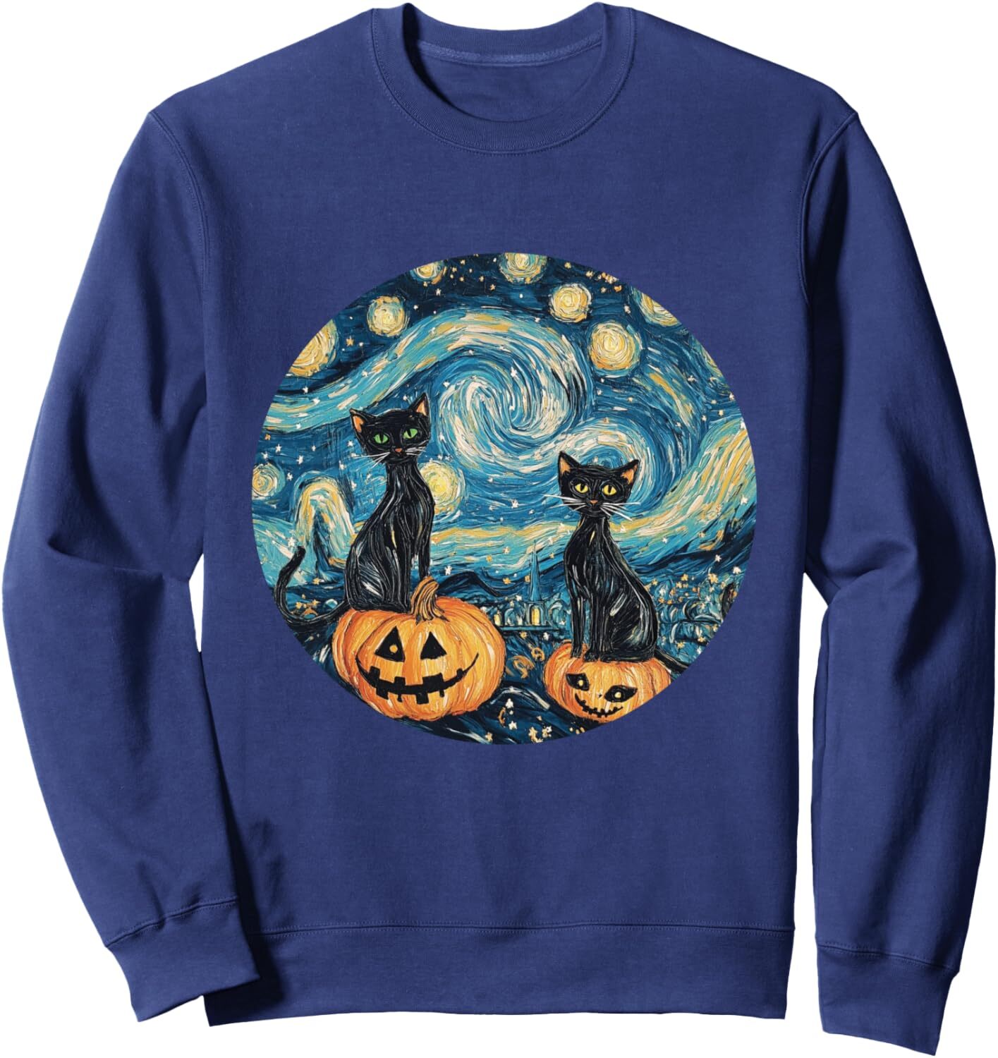 Long Sleeve Shirts for Men sweatshirt Life is Really Good Black Cat Starry Night Van Gogh Pumpkin Sweatshirt T shirt Tee Streetwear Casual tops clothe