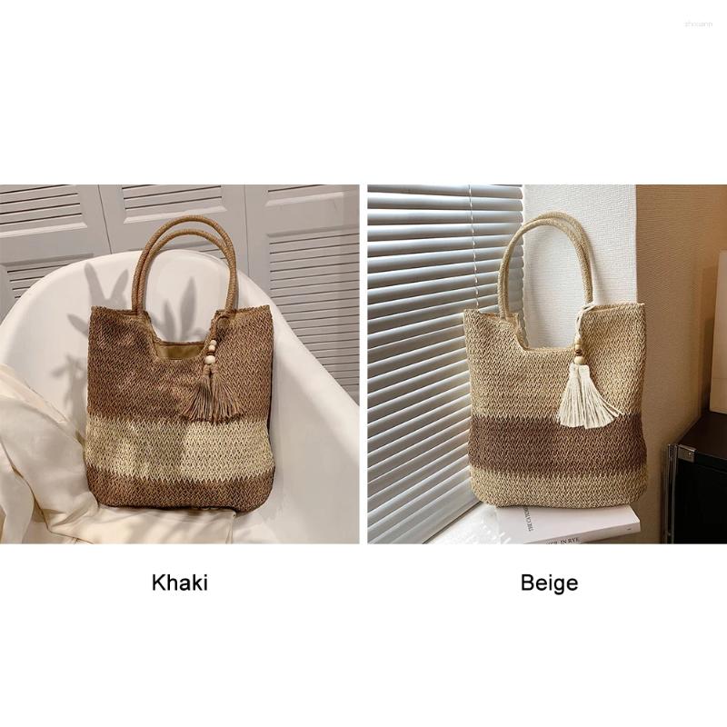 2025 NEW Totes Summer Shoulder Bag Contrast Color With Tassels Weaving Underarm Large-Capacity Handmade Fashion Casual For Seaside Holiday zhanyisheng