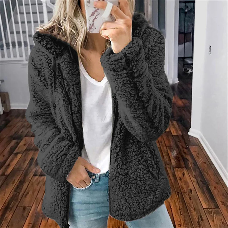 Women Plush Thickened Warm Hoodie Fashion Solid Color Cardigan Hooded Sweatshirt Winter Female Comfortable Casual Outerwear 5XL 241127