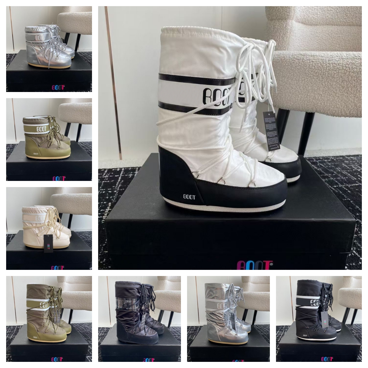 Boot Designer Boots Park Icon Black White Green Knee Shoes Women Platform Classic Snow Rubber Sole suede Fur booties Furry thigh high Mini ankle Winter 35-40