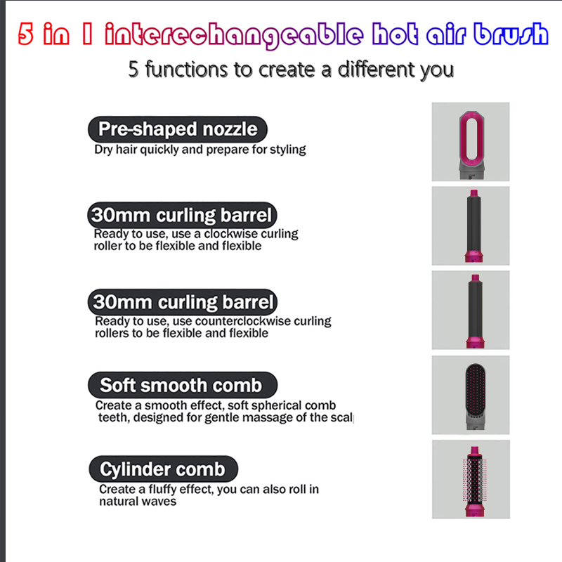 5 In 1 Professional Curg Straightener Styg Tools For Wet And Dry Airwrap Hair Dryer Household