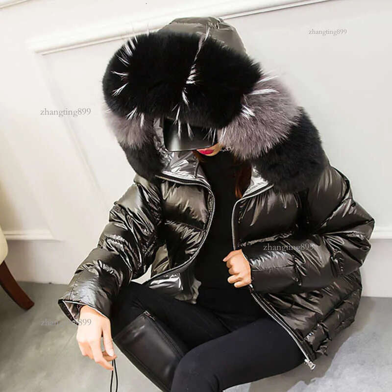 Real Fur Coat Natural Collar Winter Jacket Women Loose Short Down White Duck Thick Warm Parka 211018