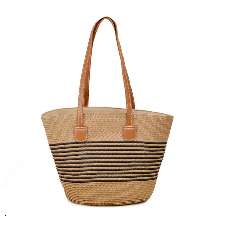 New straw woven armpit shoulder bag for women trend s striped casual bohemian trend beach women s shopping designer handbag shopping bag