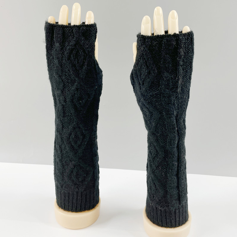 New gloves arm sleeves female autumn and winter long fingerless Fried Dough Twists half finger gloves thickened warm wool false sleeves