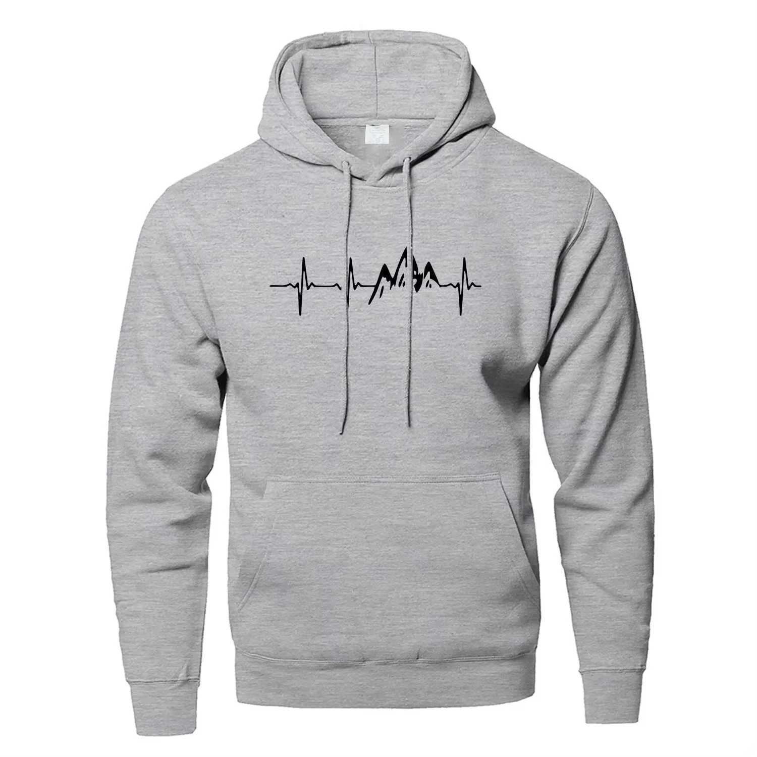 Mountain Heartbeat Hoodies for Teens Sweatshirt Autumn Long Sleeve Hooded Sweatshirt Hoodie Black Gray Sportswear XJ250621