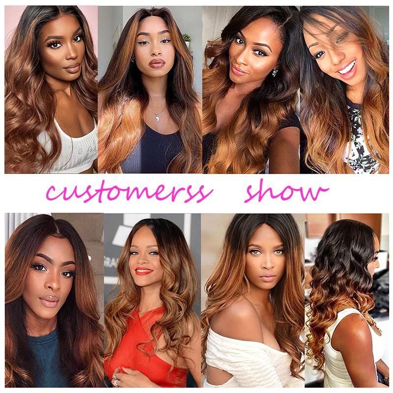 Ombre Color Brazilian Human Hair 1B 30 Peruvian Virgin Hair 13*4 Lace Front Wig 150% Density 10-32 inch Body Wave Straight