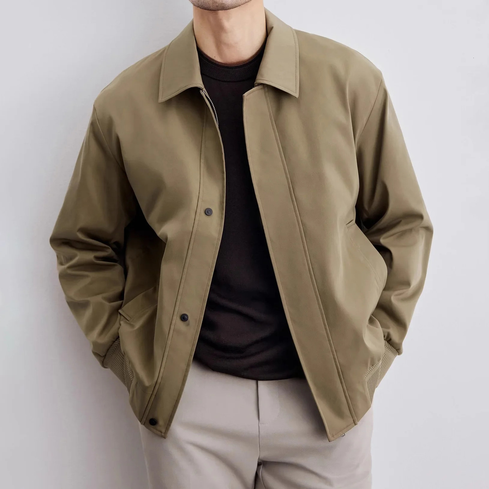 Melad spring/summer autumn mens collar high-end trend solid color casual scene jacket 241127
