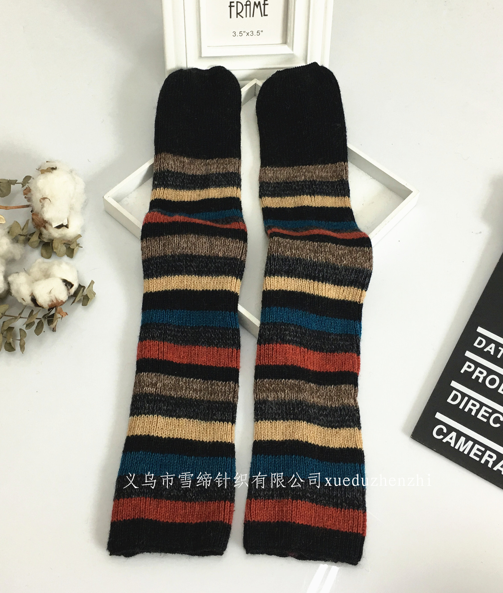 Winter Korean version thickened and warm three color spliced cashmere sock covers new leg covers sock tubes boots socks pile socks
