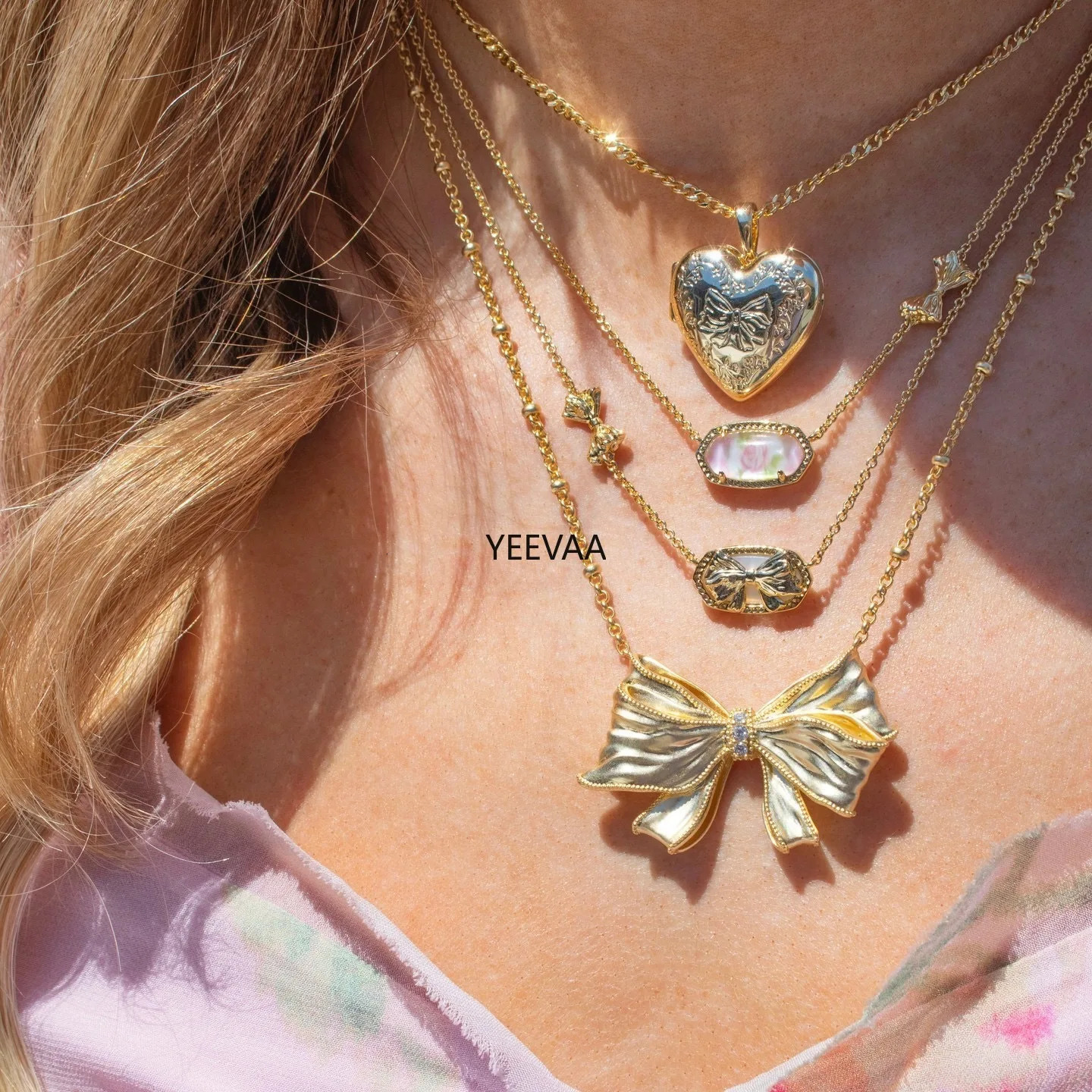YEEVAA Love Shack Fancy Bow Blooming Inheritance Fantasy Necklace Suitable for Women Fashion Jewelry Unique Gifts 241127