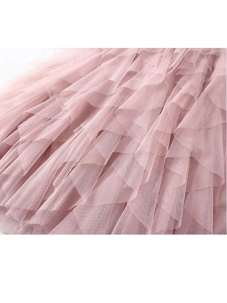 Tutu Tulle Skirt For Women, Korean Fashion, Pink High Waist Pleated Mesh Maxi Skirt, Aesthetic Faldas 2426 B4