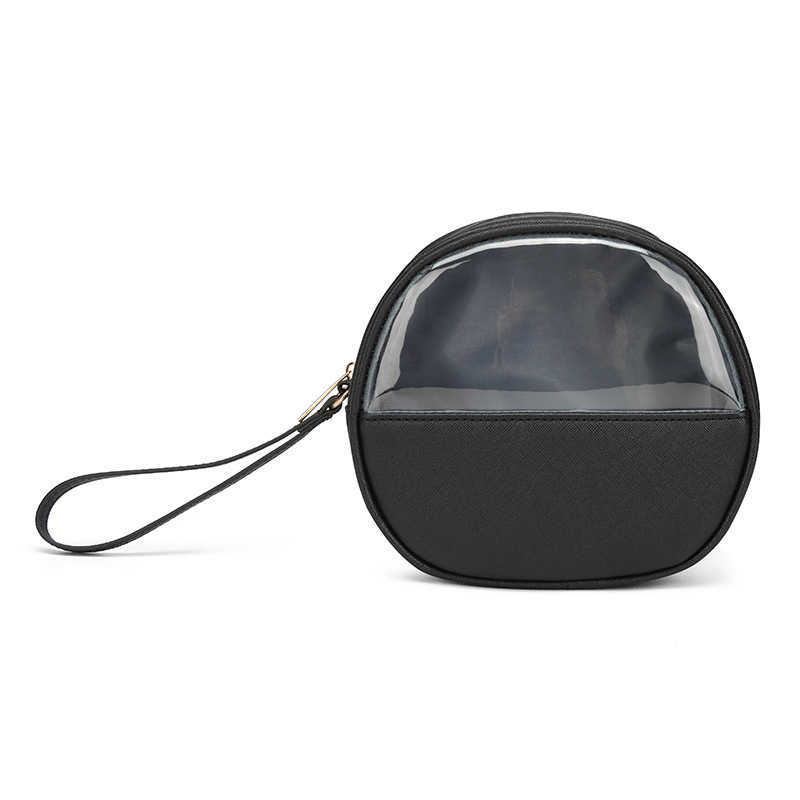 Portable PU Half circle Makeup Bag, Large Capacity Waterproof Transparent Makeup Bag, Multi functional Travel Makeup Bag 241128