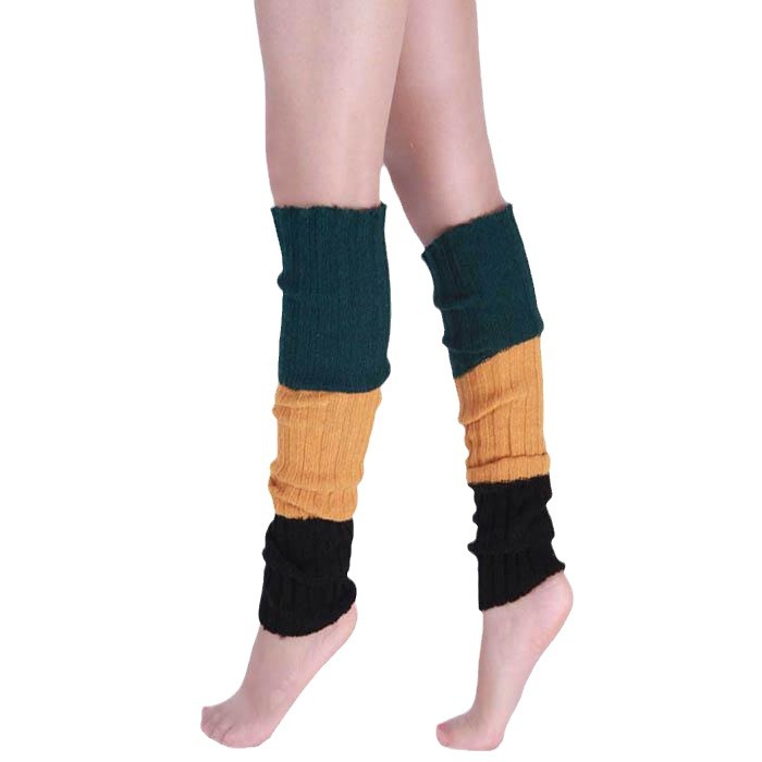 Autumn and winter woolen sock covers women's tricolor spliced jacquard leg covers versatile and warm knitted woolen pile sock covers wholesale