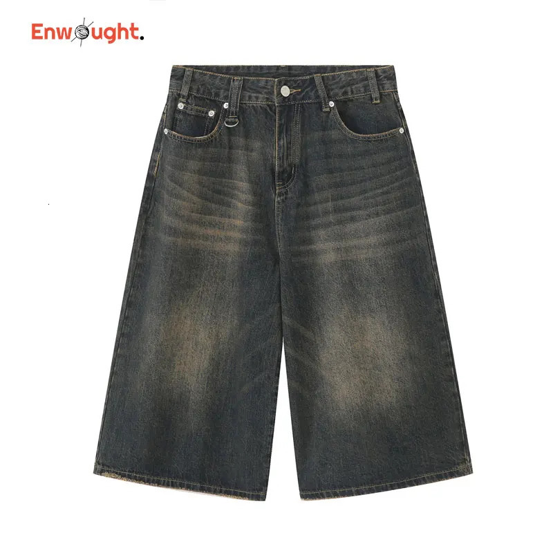 Denim Shorts Hip Hop Casual Shorts Jeans Vintage Summer Pants Fashion Short Pants Oversized Streetwear Varsity Y2k Mens Shorts 240415