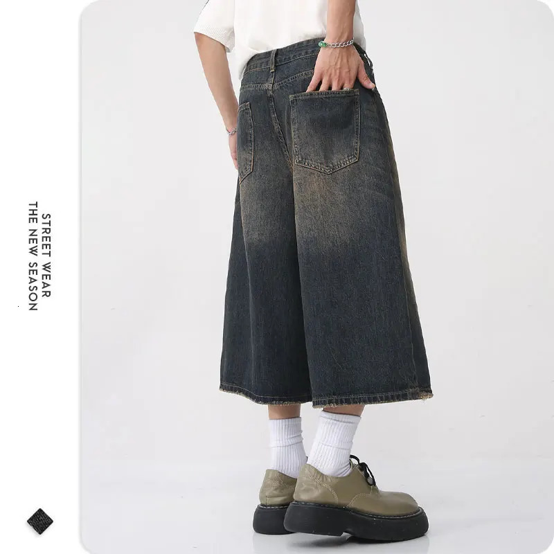 Denim Shorts Hip Hop Casual Shorts Jeans Vintage Summer Pants Fashion Short Pants Oversized Streetwear Varsity Y2k Mens Shorts 240415