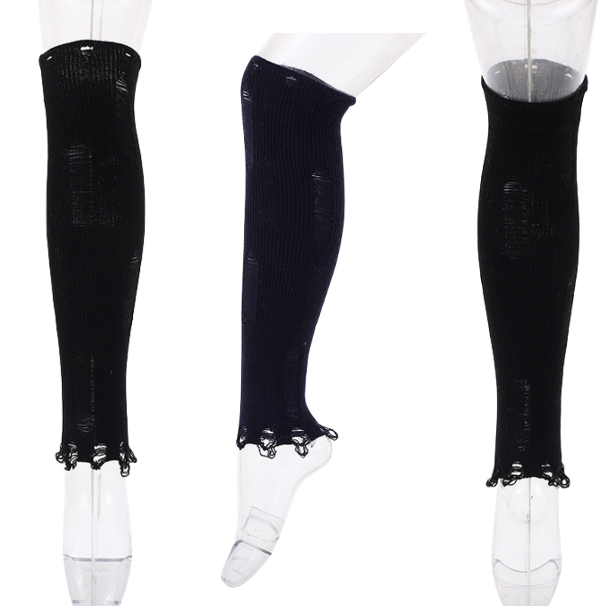 Design wool knitted pile socks thin and slimming fashionable leg covers for spicy girls Japanese JK windbreak hole personalized sock covers