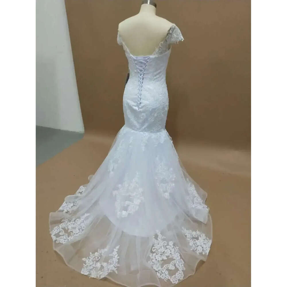 Mermaid Wedding Lace Dresses Romantic Elegant Off Shoulder Sweetheart Tulle Appliques Bridal Gowns Backless Robes De Mariage Bc