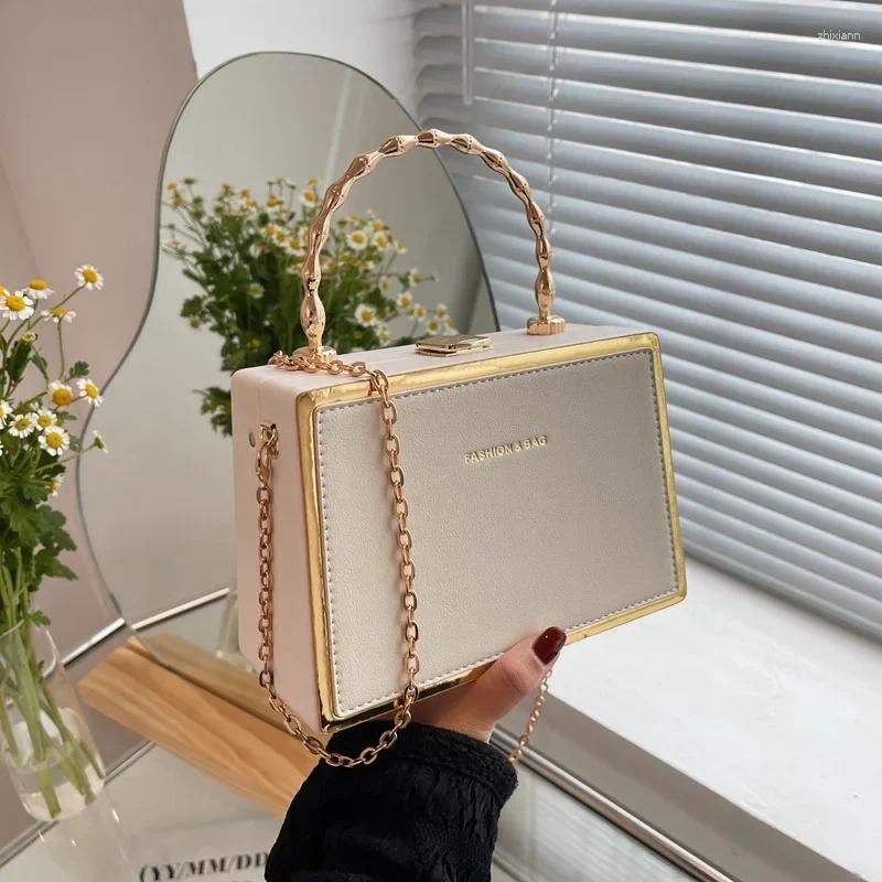 2025 NEW Totes Box Bag With Metal Handle Vintage Small Pu Leather Handbag And Purse For Women Fashion Brand Shoulder Crossbody zhanyishengli