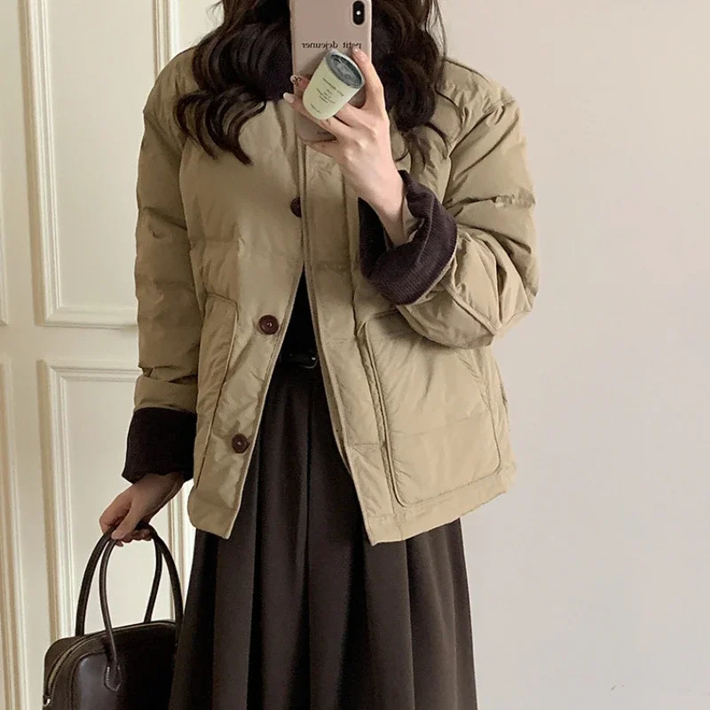 2024 short Korean style womens winter loose cotton coat thickened small fragrant cotton coat trendy fashion jacket 241127