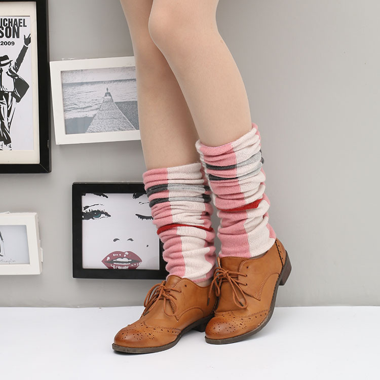 Thickened autumn and winter fashionable socks for women knitted socks color blocked versatile wool adult socks