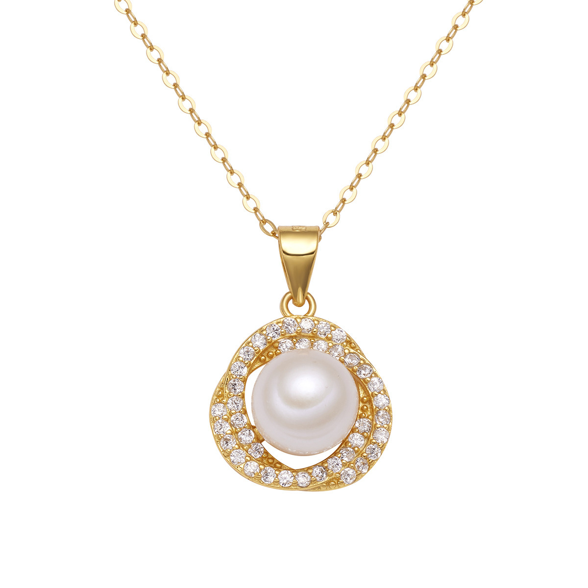 Diamond-set square pearl earrings ring necklace 3-piece set of cross-border fashion in Europe and the United States new creative senior design sense