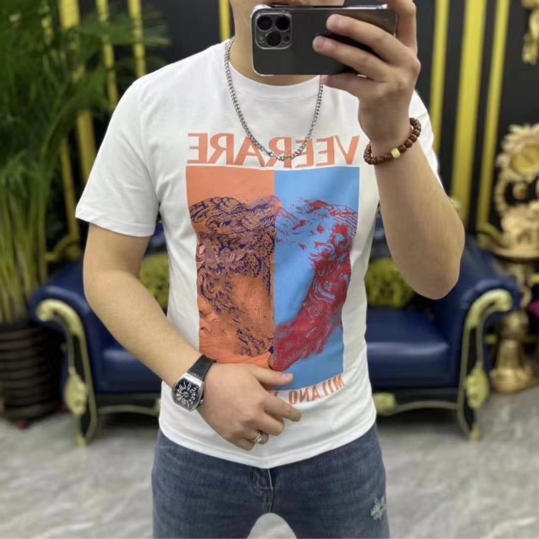 Men's Tees Short Sleeve Letter Print Loose Fit Mens Casual T Shirt Pure Cotton T-shirt Couple Style Men Women Clothes