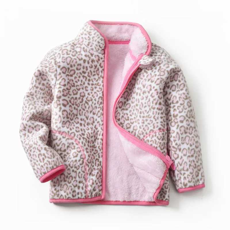 Tench coats 2-8T New Arrival Leopard Print Girls Winter Fleece Jackets Zipper Cute Hot Selling Thick Baby Coats Childrens Costume Outwear H241127
