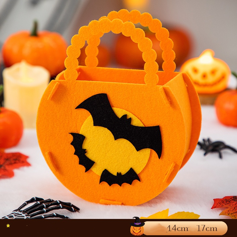 Halloween Party New Handmade DIY Pumpkin Candy Felt Handheld Bag Totes bag