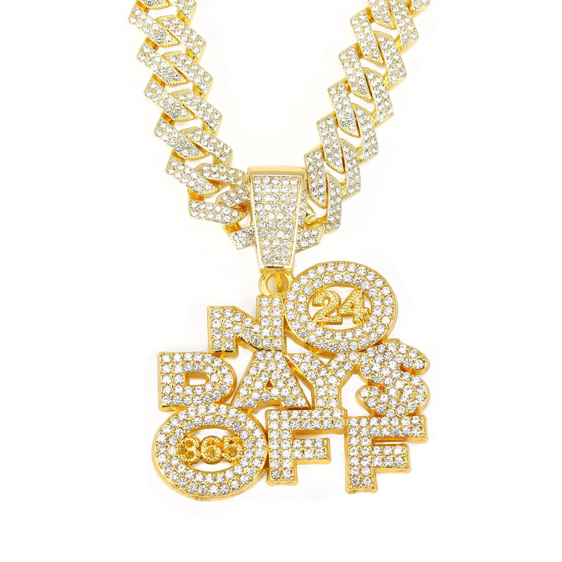 Hot Sale Hip Hop Pendant Diamond Cuban Chain Necklace Alloy Full Diamond Pendant Necklace