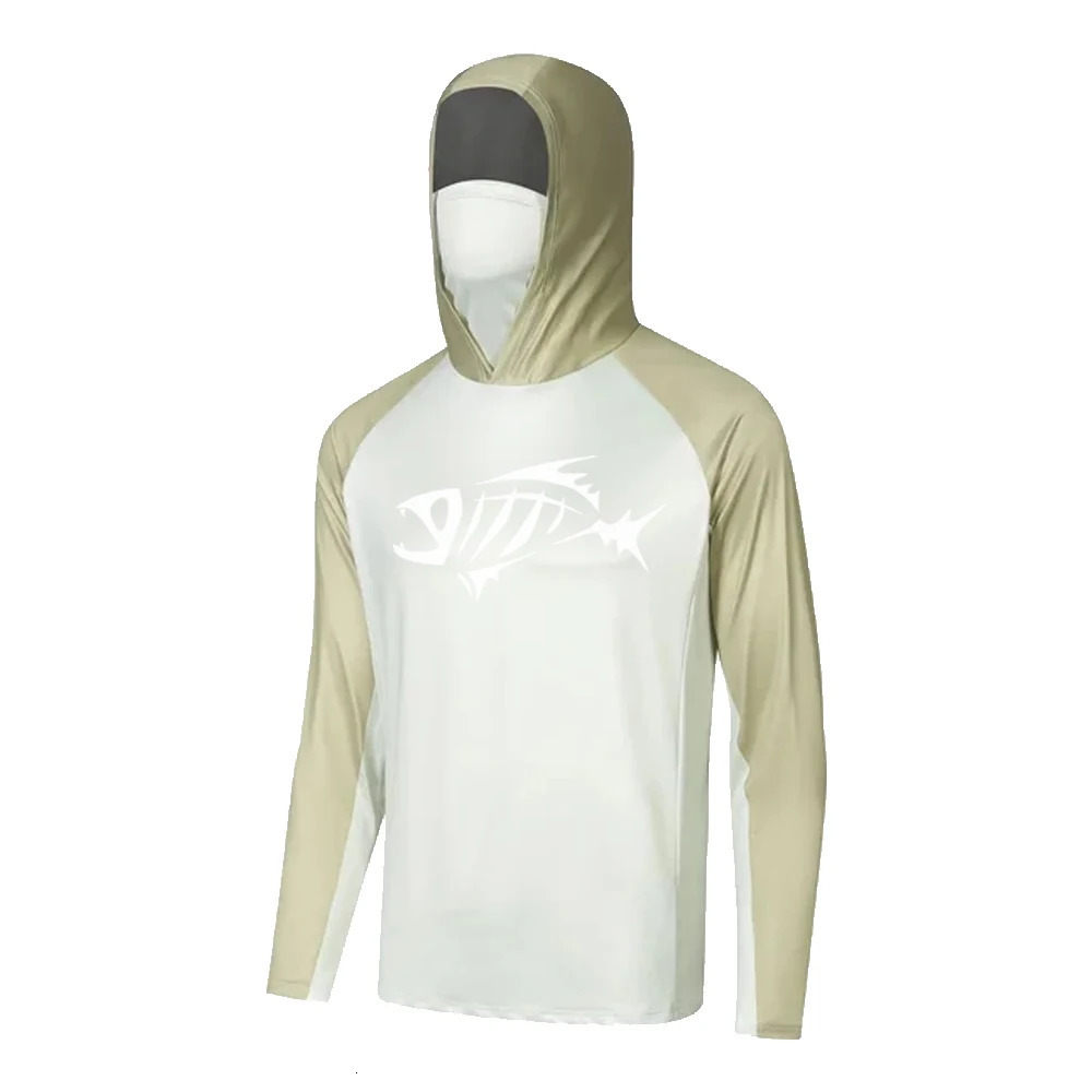 Masked fishing hoodie mens long sleeved sweater moisture resistant Uv fishtail suit 241127