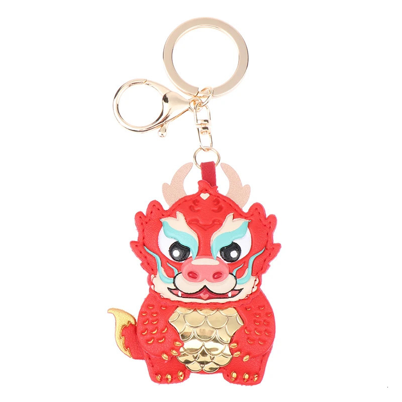 Leather Pendant Chinese Dragon Image Year Decorations Kawaii Dragon Symbol Of Year Keychain Chinese Spring Festival Pendant 240426