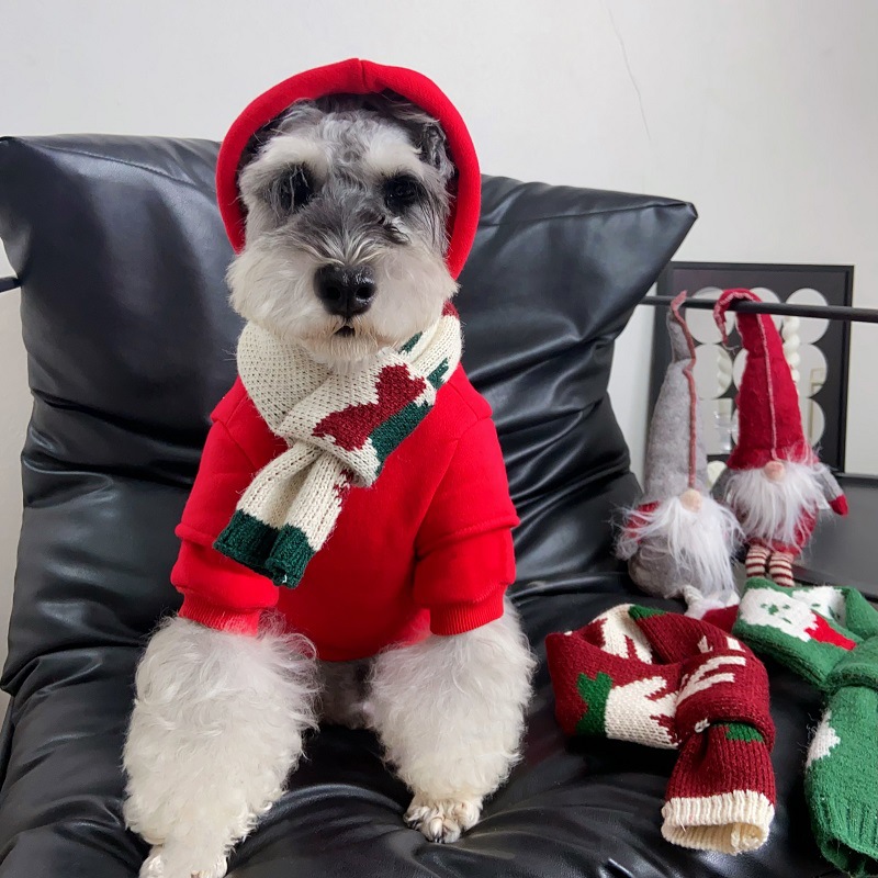 Dog Apparel Accessories Scarf Adult and pet Christmas scarves decorations Autumn Winter Pet Clothing Cat Color Blocking Knitted Collar For Small Dogs 