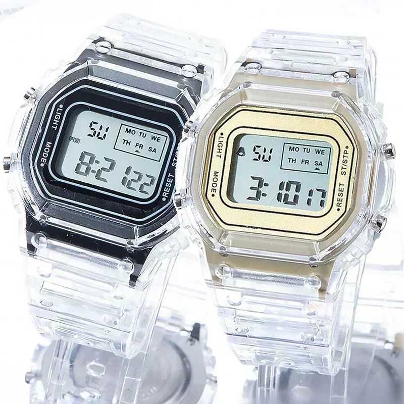 New Arrival Transparent Digital Square Text ES Sports Electron Watch Reloj Brushless Watch Z241128
