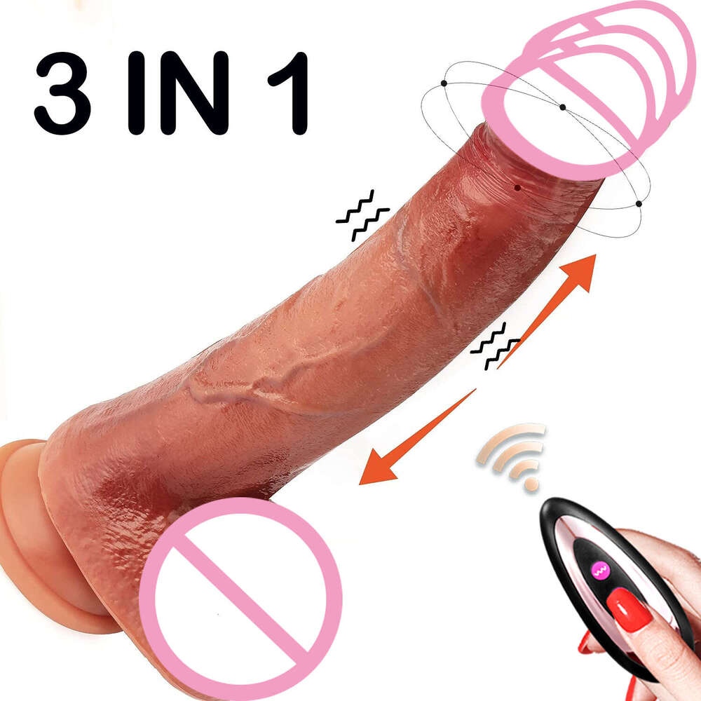 Telescc Realistic Dildos Vibrator Female Remote Control Masturbation Vagina Penetrat G Spot Anal Plug Sex Toy For Woman