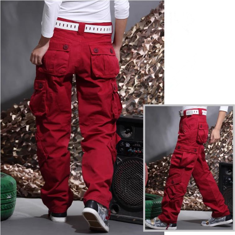 Fashion Women Cargo Pants Pocket Cotton HipHop Leisure Trousers Loose Baggy Army Khaki Wide Leg Joggers Plus Size XXL Women's Pants Bottom