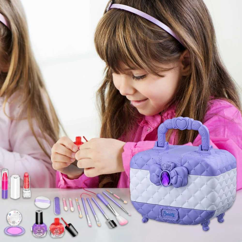 WizKidz Childrens Makeup Kit Washable Purple Makeup Box Set - Accessories Preschool Makeup Box Age 3+Full Purple Girl Makeup Box X241128