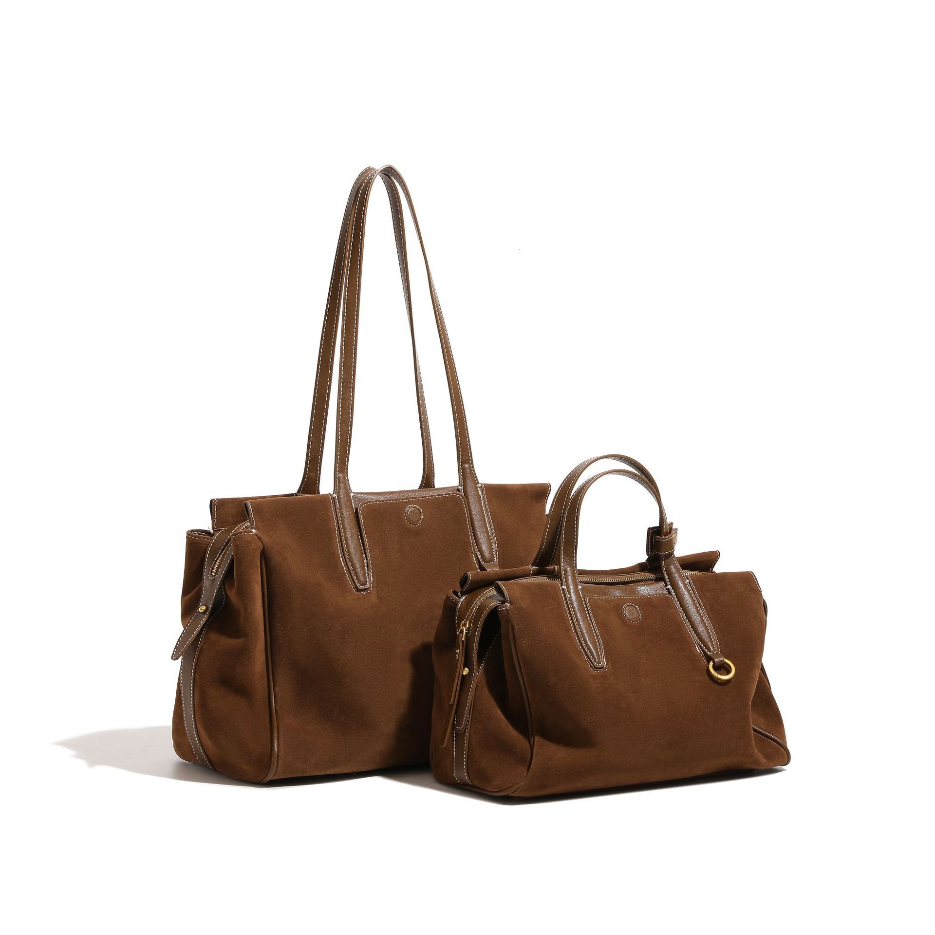 Track and see travel suede tote large capacity hand-held Boston single shoulder commuting bag for women