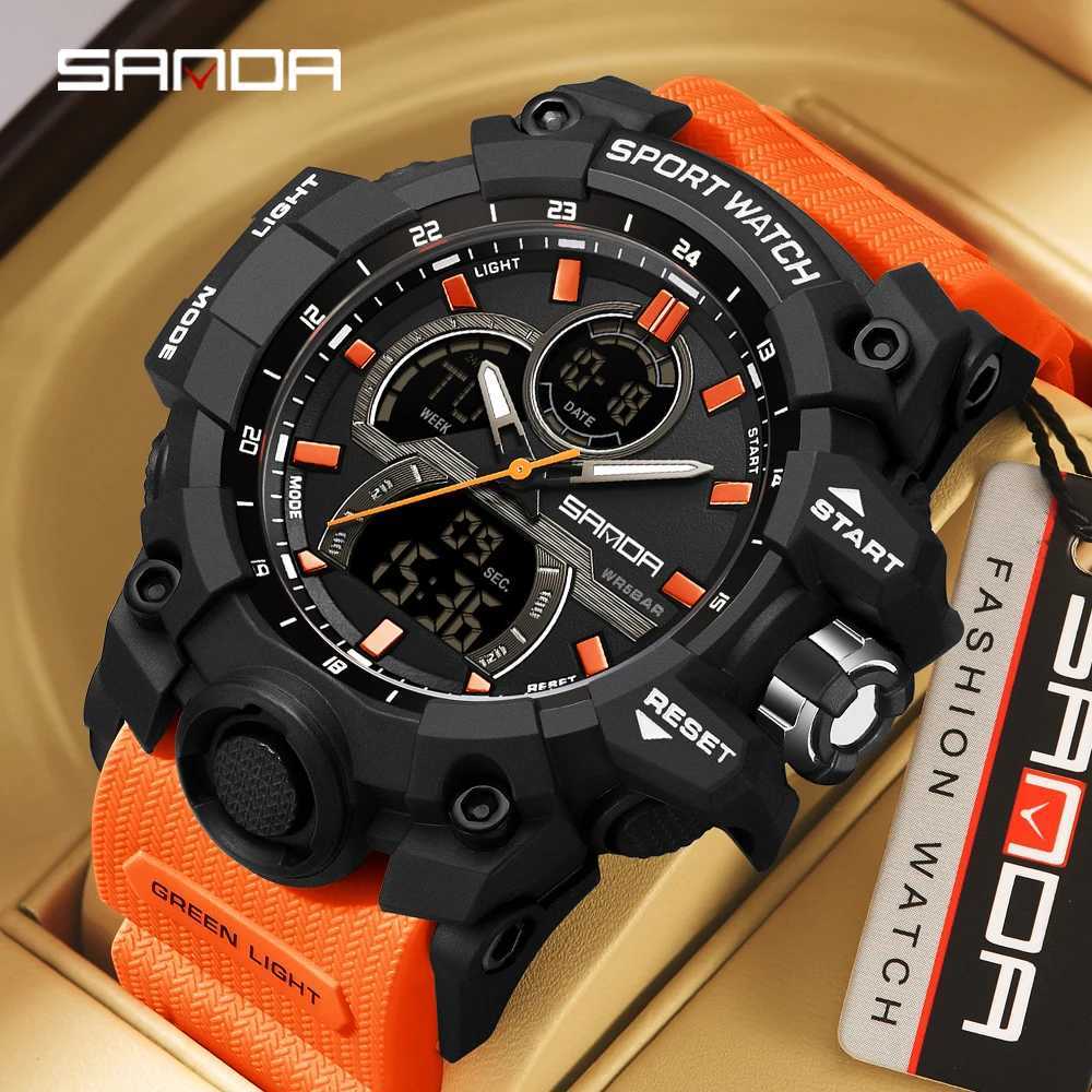 New Arrival SANDA 6198 Fashion Cool Night Light Dual Screen Mti Function Outdoor Sports Waterproof Mens Ectronic Z241128