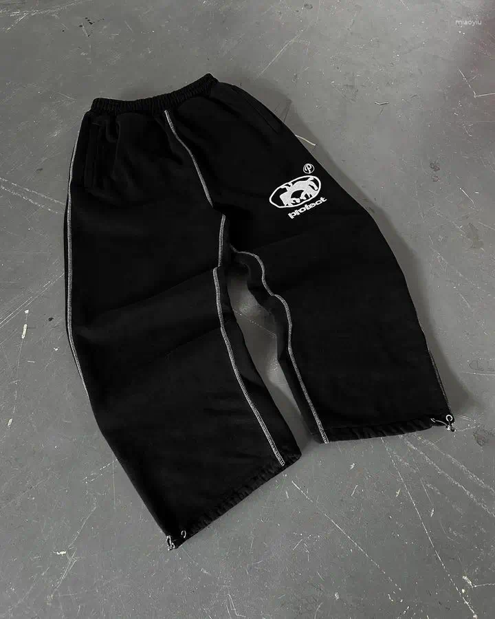 Men's Pants Streetwear PROTECT Jogger Sweatpants Mens Womens Harajuku Gothic Letter Graphic Embroidery Elastic Waist Baggy Trousers