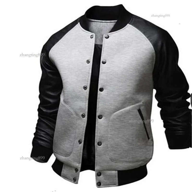 Cool College Baseball Jacket Men Fashion n Black Pu Leather Sleeve Mens Slim Fit Varsity Jacket Veste Homme J04 201118