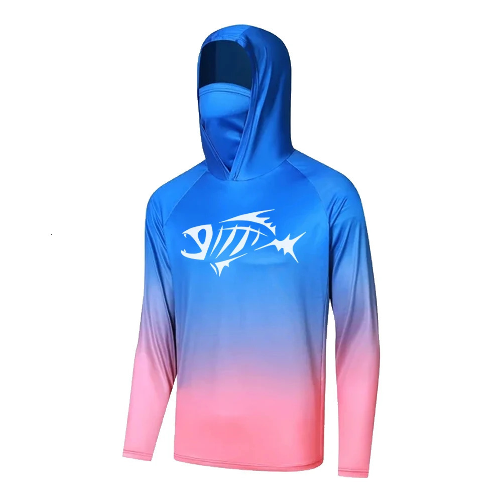 Masked fishing hoodie mens long sleeved sweater moisture resistant Uv fishtail suit 241127