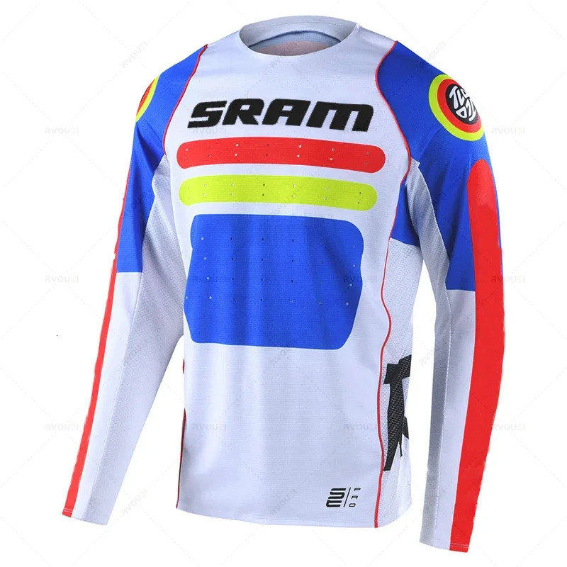 Sram Motorcycle Off-Road Long Sleeve Cycling Jersey DH Downhill Endurance Race MTB Polyester Breathable Quick-Drying T-Shirt 241128