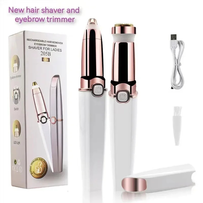 two-head electric shaver for women eyebrow trimmer USB charging eyebrow trimmer Portable facial lip hair remover 241128