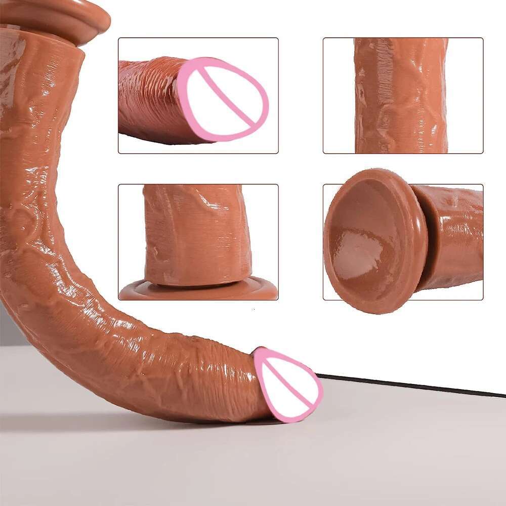 Realistic 13.4-Inch Big Black Jelly Dildo with Suction Cup - Balls-Free Anal Toy for Women & Men, Flexible & Phthalate-Free